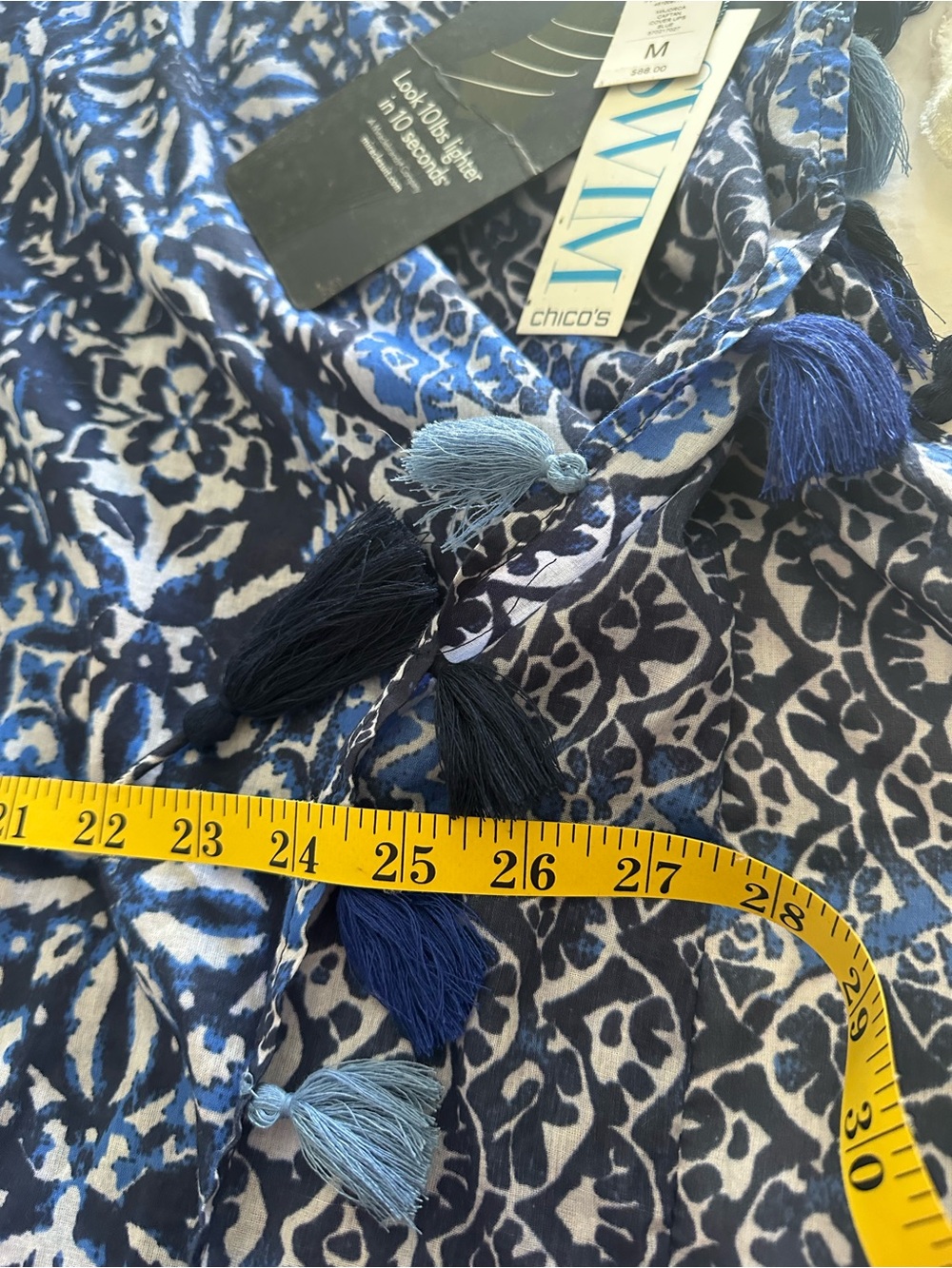 Miraclesuit Navy & White Tassel-Trim Lace-Up NWT swim cover-up, size medium - Picture 10 of 12